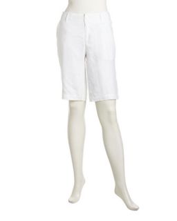 Relaxed Linen Walking Shorts, White
