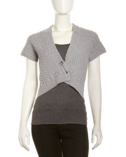 Felted Wool Cable Braid Sweater, Nickel